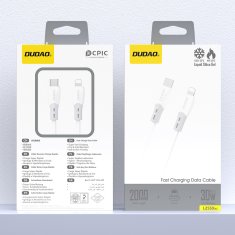 DUDAO Dudao L25SX 30W USB-C - Lightning kabel, meka silikonska pletenica 2m - bijela