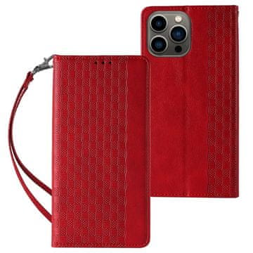 slomart Hurtel Magnet Strap etui za iPhone 14 Plus - crven, novčanik, postolje, remen