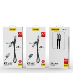 DUDAO Dudao Lightning - USB-C PD 20W kabel, 0.23m, crni