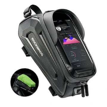 ROCKBROS Rockbros B68 torba za bicikl na ram s džepom za mobitel i pokrovom, 1,7L, crna