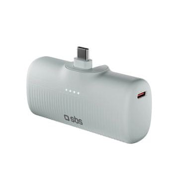 SBS Prijenosni punjač SBS EcoPower 5000 mAh 10W, ugrađeni USB-C, sivi
