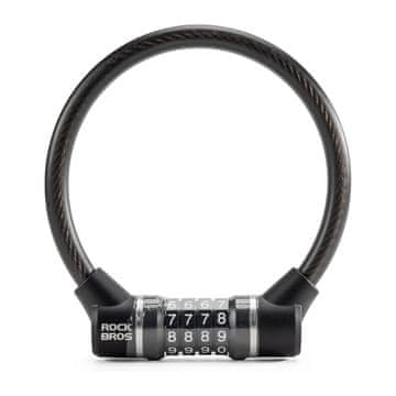 ROCKBROS Rockbros 87639-4 biciklistička brava na šifru, čelično uže, 30 cm - crna