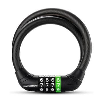 ROCKBROS Rockbros 87632 biciklistička brava na šifru, čelično uže, 115 cm - crna