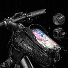 ROCKBROS Rockbros B68 torba za bicikl na ram s džepom za mobitel i pokrovom, 1,7L, crna