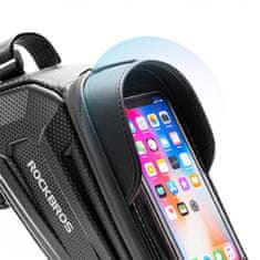 ROCKBROS Rockbros B68 torba za bicikl na ram s džepom za mobitel i pokrovom, 1,7L, crna