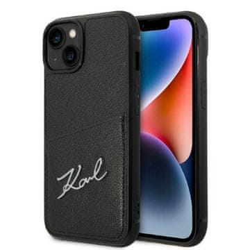 Karl Lagerfeld Crna futrola za iPhone 14 Plus s logotipom Karla Lagerfelda i utorom za kartice