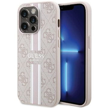 Guess MagSafe maskica s prugastim printom za iPhone 15 Pro, ružičasta