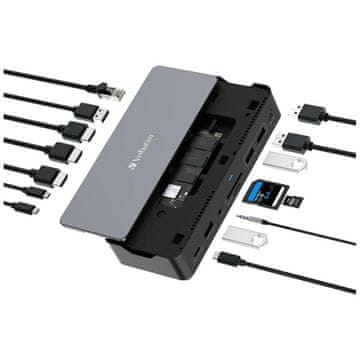 INNA Verbatim Usb-C Pro 15-U-1 Priključna Stanica Za Računala 2Xhdmi 1Xrj45 1Xusb-C