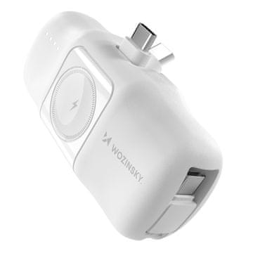 WOZINSKY Wozinsky WF16-YCS Mini Powerbank 5000mAh 15W USB-C s ugrađenim kabelom i punjačem za Apple Watch - bijela