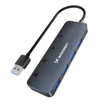 HUB Wozinsky WHS080YSS USB-A 3.0 Hub s 4 porta i prekidačima - Siva