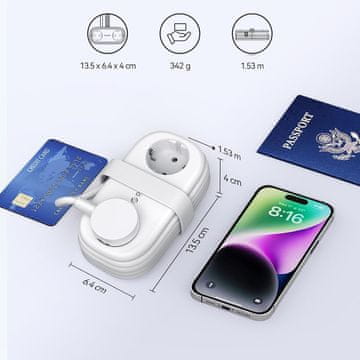 Orico Orico AP3 65W GaN 6u1 razdjelnik: 2x AC + 2x USB-A + 2x USB-C, bijeli