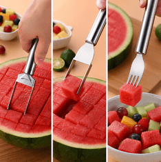 HOME & MARKER® 2-u-1 rezač i posluživač za voće od nehrđajućeg čelika za lubenicu i voće | MELOFORK