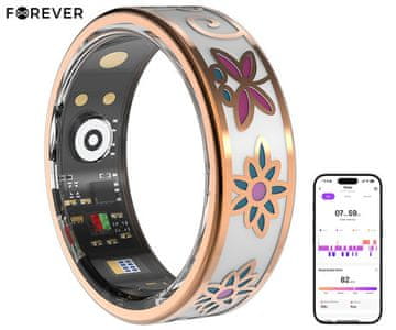 Forever Botanical SR-101 pametni prsten + postaja za punjenje, veličina 9, Android + iOS