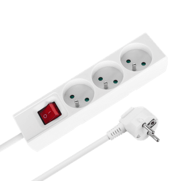 slomart Rebel produžni kabel 3x 230V, 3m, bijeli, s prekidačem