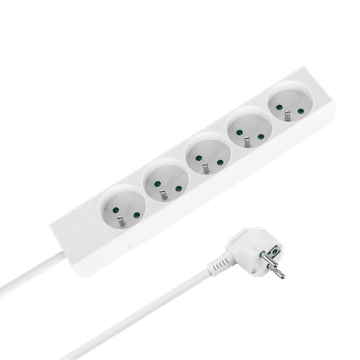 slomart Produžni kabel 5 utičnice 3m, francuski tip, bez prekidača Rebel (3x1,5mm), bijeli