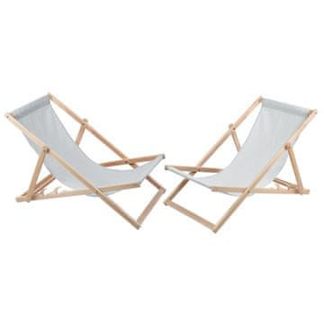 slomart WOODOK Ležaljka za plažu, komplet 2 komada, drvo, svijetlo siva