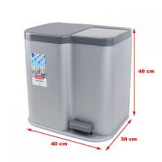 slomart Kanta za odvajanje otpada Curver Duo Pedalbin, 21L, siva