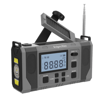 slomart Kruger&Matz solarno prijenosni radio s powerbankom 10000mAh, SOS, svjetiljka
