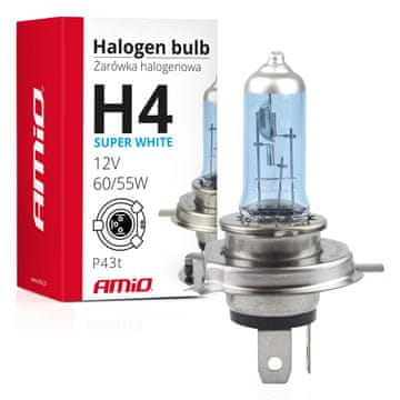 slomart Auto halogen žarulja AMiO H4 12V 60/55W Super White (E8)