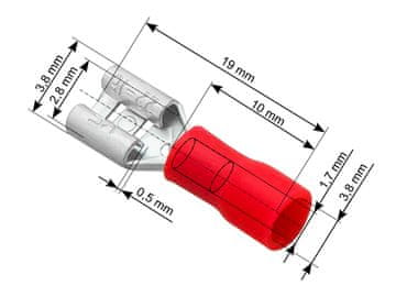 slomart Blow Konektor izolirani ravni ženski 2,8/0,5 mm, crveni, 100 kom