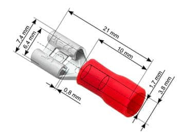 slomart Blow Konektor izolirani ravni ženski 6,3/0,8 mm, crveni, 100 kom
