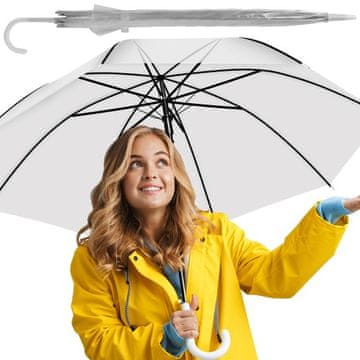 slomart MALATEC prozirni bijeli kišobran s bijelim okvirom, 93 cm