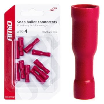 slomart Konektor izolirani AMiO, ženski, okrugli 4 mm, 0,5-1,5 mm², 10 A, crveni, 10 kom