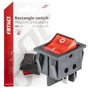 slomart Pravokutni prekidač AMiO, crveni, osvijetljeni, 12V/230V