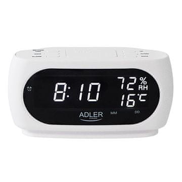 slomart ADLER AD 1186 - LED budilka s prikazom temperature i vlažnosti, bijela
