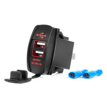 slomart Auto punjač AMiO, vodootporan, u obliku brodice, 2x USB, 12/24V
