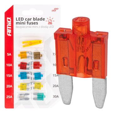 slomart Automobilski osigurači MINI AMiO s LED indikatorom, 10 komada