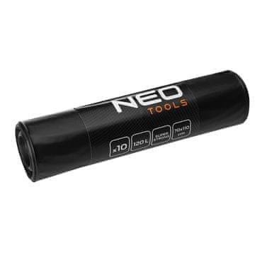 slomart NEO TOOLS vreće za građevinski otpad, crne, 120L, 10 kom, 100 mic