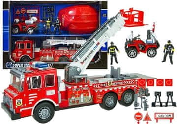slomart LEAN TOYS Veliki vatrogasni set: kamion, vatrogasci, quad, kaciga
