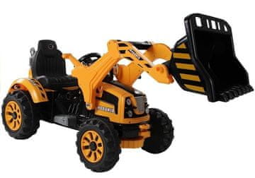 Traktor na baterije s narančastom žlicom za bager