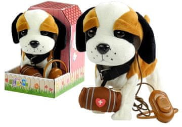 slomart LEAN TOYS Interaktivni psić bernardinac na uzici + kućica