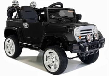 Jeep JJ245 Dječji automobil na baterije s LED svjetlima i MP3 daljinskim upravljačem, crne boje