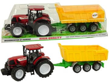 slomart LEAN TOYS Traktor s crvenom kabinom i žutom prikolicom, 50 cm