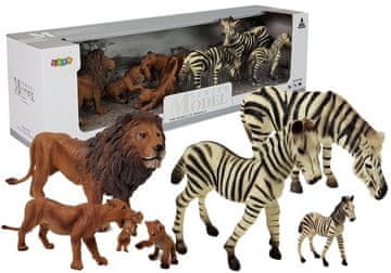 Set figurica obitelji divljih životinja Afrike, lava i zebre
