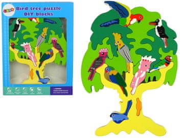 slomart Drvene slagalice Drvo s pticama i papigama DIY (22x30 cm)