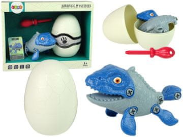 slomart Set Dinosaur Mosasaur s Jajetom DIY montaža s odvijačem - Plavi
