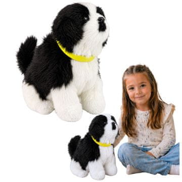 slomart Interaktivni plišani psić Border Collie LEAN TOYS, crno-bijeli, laje i maše repom