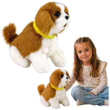 slomart Interaktivni plišani psić Cavalier LEAN TOYS, bijelo-smeđi, laje i maše repom