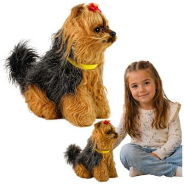 slomart Interaktivni plišani psić Yorkshire terrier LEAN TOYS, crno-smeđi, laje i maše repom