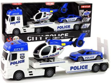 slomart LEAN TOYS Policijski set: Kamion, auto, helikopter sa zvukom i svjetlima