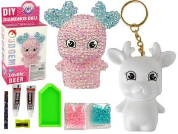 slomart LEAN TOYS 3D dijamantni privjesak: Jelen s šljokicama (ružičasti)