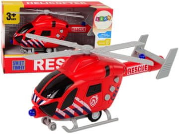 slomart Helikopter LEAN TOYS, vatrogasni, crveni, svjetla, zvukovi, pokretni rotori