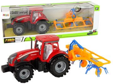 slomart LEAN TOYS Traktor sa sakupljačem, crveni, frikcijski pogon