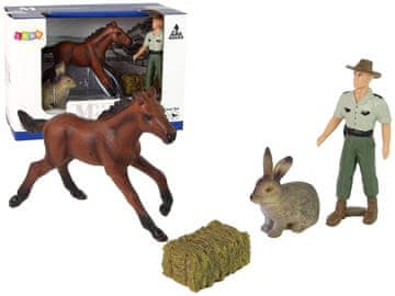 slomart LEAN TOYS Komplet figurica životinja: konj, zec i farmer