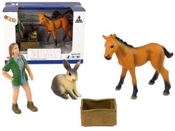 slomart LEAN TOYS Komplet figurica: svijetli konj, veterinar, zec