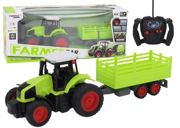 slomart Traktor na daljinsko upravljanje RC s prikolicom 1:16 Zeleni